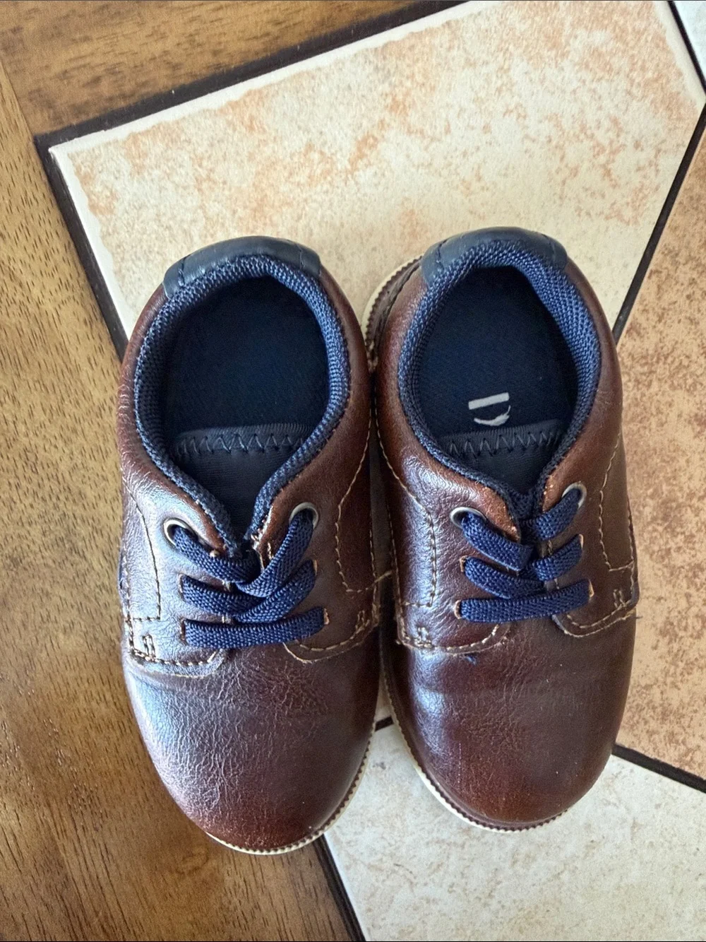 Mix No. 6 Brown Kids Dress Shoes with Navy Laces
